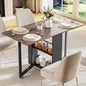 LotFun Folding Dining Table with 2 Storage Racks, Space Saving Dining Table with 6 Wheels, Kitchen Table for Small Spaces - color: Grayish Black + Gray Wood Grain