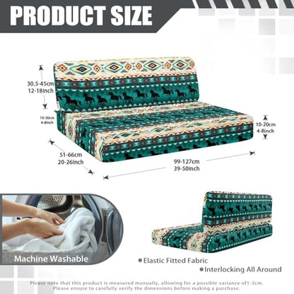 Aztec Horse RV Dinette Cushion Covers Southwestern Navajo Tribal Pattern Camper Cushion Slipcovers Booth Seat Covers Stretch Washable Couch Covers for RV Camper Sofa Bed Easy to Install - color: Aztec Horse
