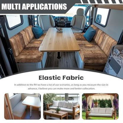 NDISTIN Wood RV Dinette Cushion Covers 2Pcs RV Dinette Cushion Covers Wood Stretchable Washable Couch Cover Replacement Stretch Sofa Furniture Protector for Travel Trailer Couch - color: Wood