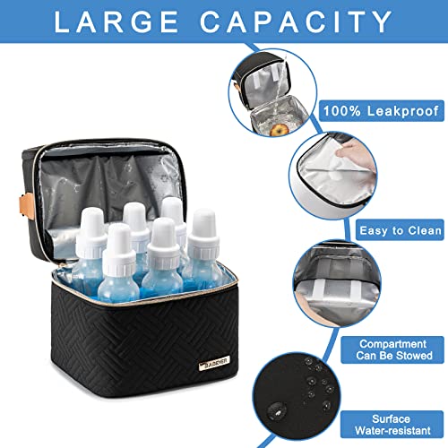 Breastmilk Cooler Bag with Ice Pack Fits 6 Baby Bottles up to 9 Ounce, Breast Milk Pump Cooler Bag with Shoulder Strap for Nursing Mom Daycare, Work, Travel- Black - color: Black
