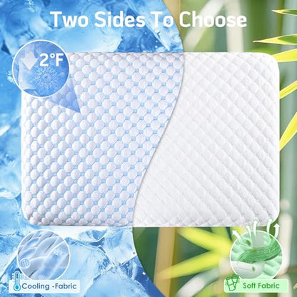 Flat Pillow for Stomach and Back Sleepers, Ultra Thin Pillow for Sleeping, Cooling Gel Slim Stomach Sleeping Pillows for Shoulder Neck Pain Relief, Low Profile Memory Foam Pillows 2.75-inches - size: 2.75"H (Standard) Ultra Slim