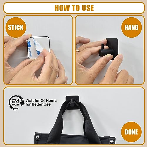 Honmein 6 Pcs Adhesive Wall Hooks for Hanging - Waterproof Shower Hooks, Heavy Duty Towel Hooks for Bathrooms, Kitchens, and Offices (Black) - color: Black
