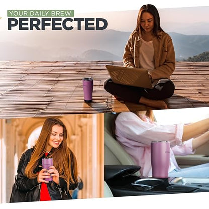 SMRTMUGG X Heated Coffee Mug 19 oz., 8 Hour Battery Life, Self-Heating, Adjustable Temp Controlled, LCD Screen, Includes Cover with Magnetic Slider (Black) (Lilac) - color: Lilac