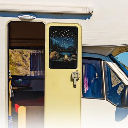 Camper Print RV Trailer Door Window Shade 16x25 Collapsible RV/Camper Door Window Sun/Privacy Shade Thicken RV Blackout Window Cover Fabric Gift for Holiday - color: Camper Print