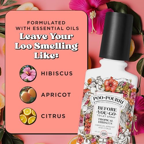 Poo-Pourri Before-You-Go Toilet Spray, Tropical Hibiscus, 4 Fl Oz - Hibiscus, Apricot and Citrus - size: 4 Fl Oz (Pack of 1)
