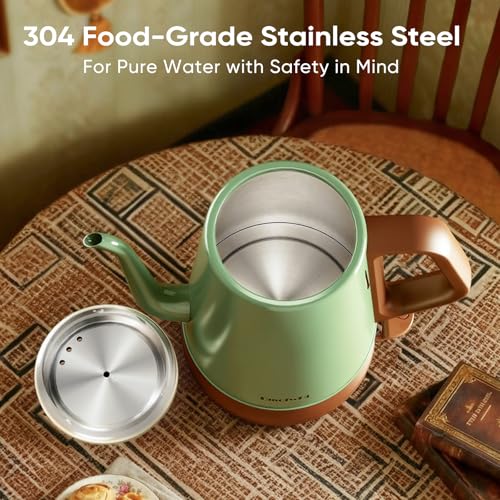 DmofwHi Gooseneck Electric Kettle(1.0L), 100% Stainless Steel BPA Free Classic Pour Over Coffee Kettle | Tea Kettle - Green - color: Green