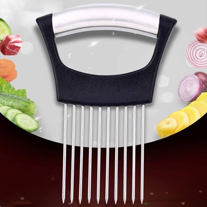 Stainless Steel Onion Slice Holder, Lemon Slicer Vegetable Cutter, Chopper Slicing Assistant Tool for Meat, Onion, Potato, Tomato Home Kitchen Tools (C-2 PCS) - color: C-2 PCS