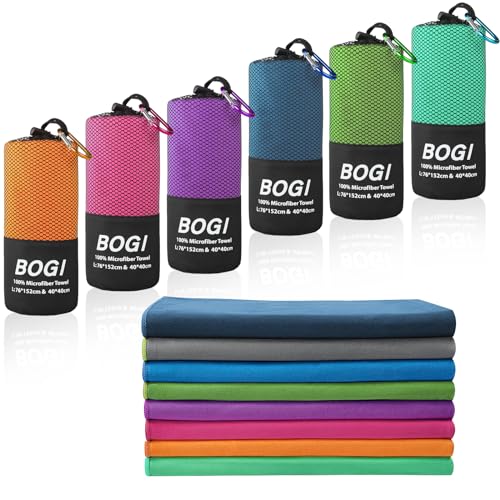 BOGI Microfiber Travel Sports Towel-Quick Dry Towel, Soft Lightweight Microfiber Camping Towel Absorbent Compact Travel Towel for Camping Gym Yoga Swimming Backpacking (L:60''x30''+16''x16''-Hpink) - color: Hot Pink, size: L:60''x30''+16''x16''