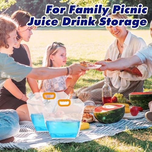 MAQUITA 20 Pcs 1.3 Gallon Foldable Water Emergency Container Bag 26 Gallon Freezable BPA Free Food Grade Clear Plastic Storage Foldable Bottle for Camping Riding