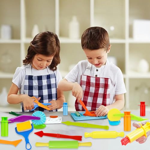 LCY WEDSHI Dough Tool Set, 15 Pcs Dough Tools Sets for Kids Ages 4-8, Dough Accessories Includes Cutters Roller, Rolling Pins, Safety Scissors, Plastic Knife - style: 15pcs