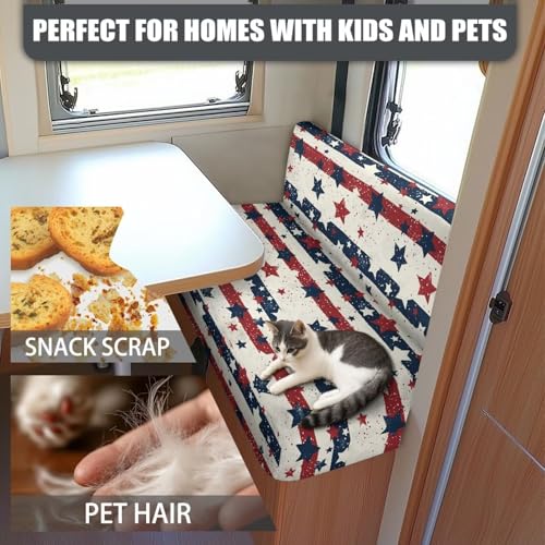 American Stripes RV Dinette Cushion Covers Stretch Camper Seat Cushion Slipcovers - Washable Camper Sofa Cover Furniture Protector for RV Car Bench - color: American Stripes