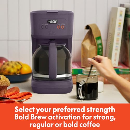 bella 12 Cup Programmable Coffee Maker, Reusable Dishwasher Safe Accessories, Easy LCD display, Auto Shutoff, 900 watt, Plum - color: Plum