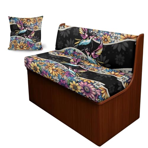 Boho Mandala Hummingbird Print RV Dinette Cushion Covers Washable Sofa Furniture Protector Stretch RV Couch Covers Include 1 Backrest Cover 1 Bench Cover and 1 Pillowcase - color: Boho Mandala Hummingbird