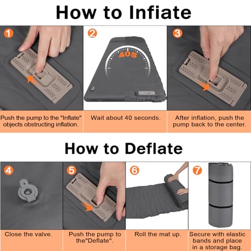 Self Inflating Sleeping Pad with Electric Pump, 3.15" Ultra-Thick Memory Foam Camping Sleeping Pad with Built-in Pillow, 4 Season Camping Mattress Pad, Camping Essentials Gear for Camp Travel Tent Car
