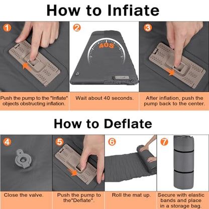 Self Inflating Sleeping Pad with Electric Pump, 3.15" Ultra-Thick Memory Foam Camping Sleeping Pad with Built-in Pillow, 4 Season Camping Mattress Pad, Camping Essentials Gear for Camp Travel Tent Car