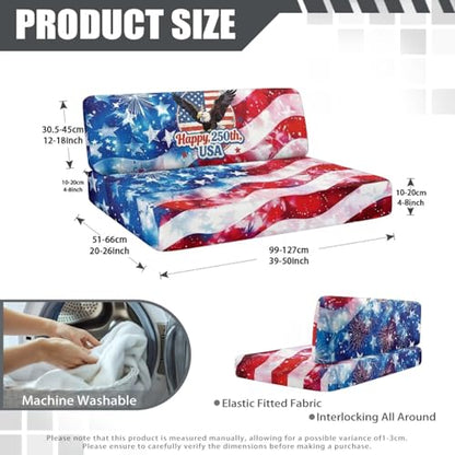 USA 250th Anniversary RV Dinette Cushions Covers for Travel, American Flag RV Dinette Booth Set Stretch Sofa Seat Slipcovers - color: 250th Anniversary American Flag