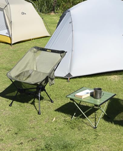 iClimb Ultralight Compact Camping Folding Beach Chair with Anti-Sinking Large Feet and Back Support Webbing (Green - Triangular Frame) - color: Green (Triangular Frame)