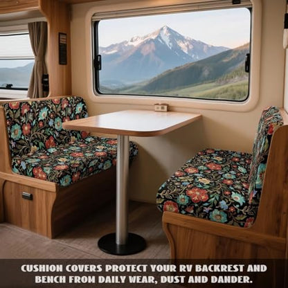 Floral Pattern 2 PCS RV Dinette Cushion Covers Wear-Resistan Camper Seat Covers Dinette Booth Camper Cushion Slipcover Sofa Slipover for Travel Trailer Couch - color: Floral