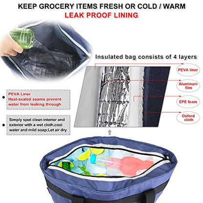 BeeGreen Insulated Cooler Bag Leakproof Freezer Shopping Tote for Groceries Heavy Duty Thermal Food Delivery Bag - color: Navy Blue, style: Sling Cooler