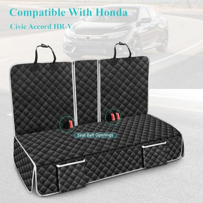 Dog Car Seat Cover Compatible with Honda Civic Accord HRV HR-V Si Sedan Hatchback Sport LX EX EX-L Hybrid Rear Back Seat Accessories, Waterproof Pet Bench Backseat Covers with Backing 2000-2027