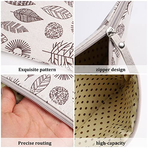 SUMAJU 4 Pcs Canvas Cosmetic Bag, Multi-Function Travel Makeup Bag Cosmetic Pouch with Zipper Travel Toiletry Bag Travel Size Toiletries Christmas Gifts Stocking Stuffers for Women - style: C
