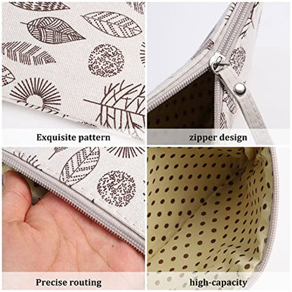 SUMAJU 4 Pcs Canvas Cosmetic Bag, Multi-Function Travel Makeup Bag Cosmetic Pouch with Zipper Travel Toiletry Bag Travel Size Toiletries Christmas Gifts Stocking Stuffers for Women - style: C