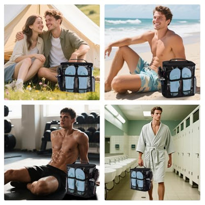 Portable Mesh Shower Caddy Bag for College Dorm Essentials Collapsible Shower Bag with Hanging Hook and Handle Quick Dry Large Capacity Shower Caddy Organizer Toiletry for Travel, Camping, Gym