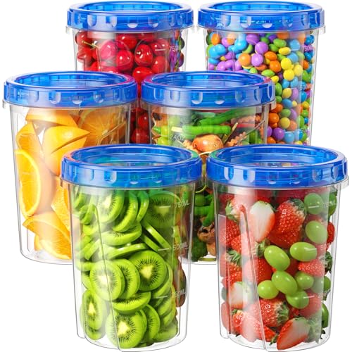 BiuLeon 6 Pack-33oz Freezer Storage Containers, Plastic Food Storage Containers with Twist Top Lids, BPA Free and Reusable Soup Containers with Lid, Microwave and Dishwasher Safe - color: 6Pack-33oz