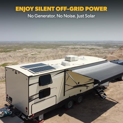 Go Power Overlander Charging Kit 200W - 12V Solar Panel Kit w/ 30-Amp Bluetooth® PWM Controller, Expandable Up to 600W, Includes 2X 25ft Solar Output Cables (Male and Female) for RV & Dry Camping Use