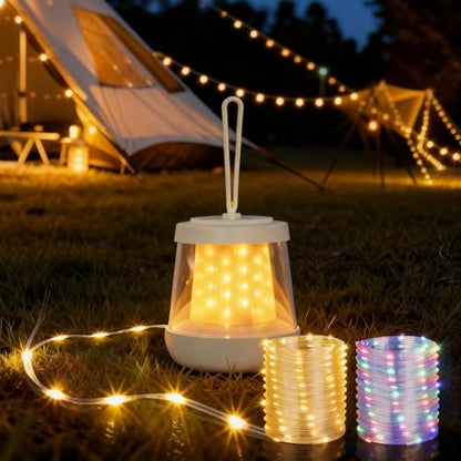 Camping String Lights, 32.8 FT Rechargeable Tent Lights, Quick 30s Recovery, Camp Lights, Camping Lantern, Battery Operated Outdoor String Lights, Camping Essentials, RV Lights(1)