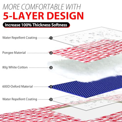 ZAZE Picnic Blanket Extra Large Waterproof, 80''x80''Checkered Picnic Blankets Beach, Outdoor, Camping on Grass Accessories Couple Ideas Wedding Registry Gifts (Red and White) - color: Red and White
