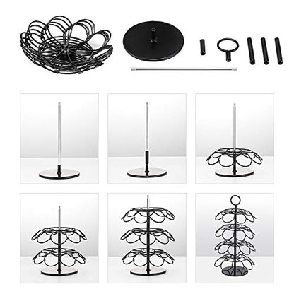 Coffee Pod Carousel Holder,Compatible with K-Cups Organizer Compatible with 36 Cup Pods,Spins 360-Degrees - color: BLACK