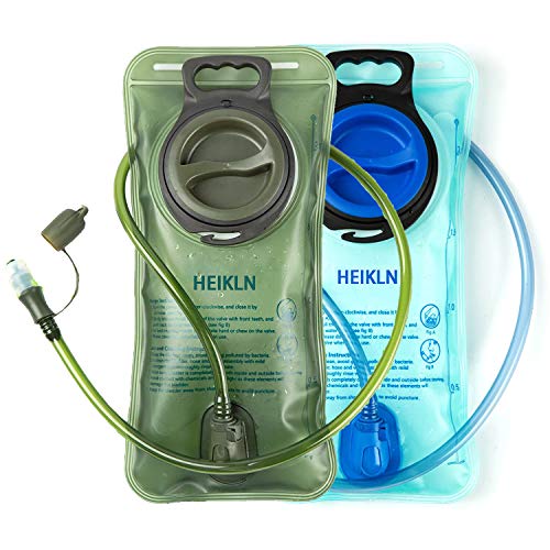 HEIKLN Hydration Bladder 1.5L-2L-2.5L-3L,Leak Proof Water Reservoir, BPA Free Military Water Storage Bladder Bag Hydration Pack Replacement Easy Clean for Bicycling Hiking Camping Hunting Running - color: 2L Blue+Green