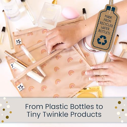 Tiny Twinkle Diaper Bag Organizing Pouches|3 Pack Mess-Proof Clear Front Travel Organizer Bags&TSA Approved Toiletry Bag Set for Baby and Mom Essentials - color: Royal Palm