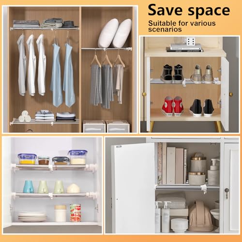 BAOYOUNI Tension Shelf Expandable Clothes Closet Organizer Rack Adjustable DIY Wardrobe Dividers Separator Ivory, 15.75-23.62 Inches - size: (15.75-23.62) IN