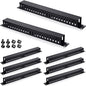 8 Pieces 19 Inch Cable Manager 1U 24 Slot Horizontal Server Rack Mount Cable Management Organizer Raceway Metal Finger Duct with Cover and Screw for Wire Network Wall Cord, Black