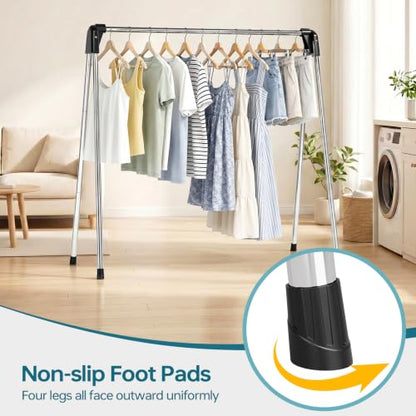 TOOLF 55 Inch Stainless Steel Collapsible Clothes Drying Rack | Drying Rack Clothing, Non Slip Foot Pads, Indoor Outdoor Use, Garments, Sweaters, Towels, Delicate Laundry Daily Wear - size: 55 inch new