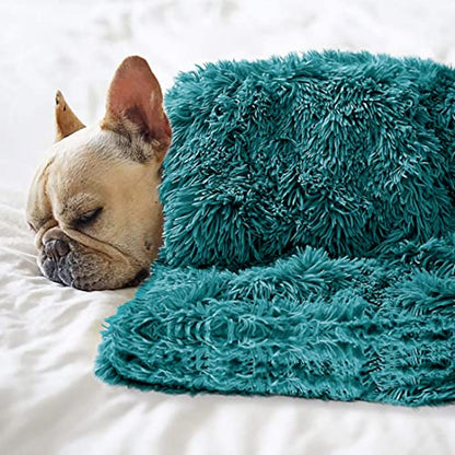Pet Dog Bed Blankets, Fluffy Fleece Dog Throw Blankets Sleep Mat,Soft Puppy Blankets Cat Kitten, S M L XL,Fuzzy Reversible Sherpa Blanket for Bed, Couch, Sofa, Travel,Washable & Lightweight - color: Teal Blue, size: 40 INCH X30 INCH