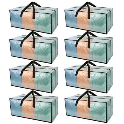 Heavy Duty Clear Moving Bags with Strong Zipper & Comfortable Handles | 8 Pack Extra Large Storage Bags Totes Moving Boxes Packing Supplies for College Dorm Room Essentials Compatible with IKEA - color: Clear, size: 8 PACK