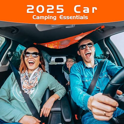 3 Handles Car Ceiling Cargo Net for Inside Car Roof,Interior Mesh Storage,Truck SUV Travel Long Road Trip Camping Interior Accessories 35.4"x25.6",Orange - size: 35.4"x25.6"
