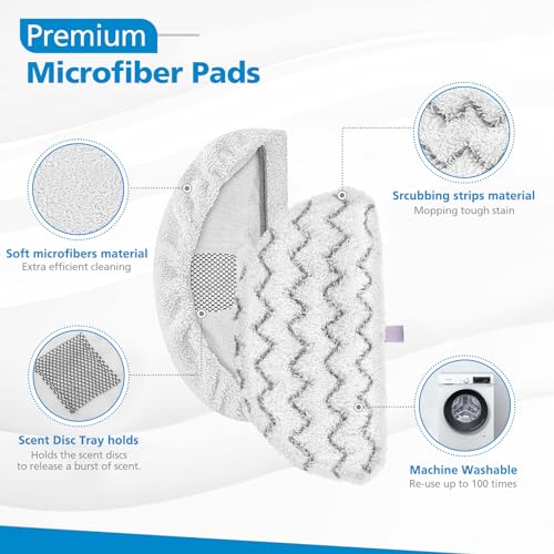 6 Pack 1940 for Bissell Steam Mop Pads for Bissell PowerFresh Steam Mop 1806 1544 1440 2075A 2685A 1940W 19404 Series, Model 19402 19408 1940a 1940f 1940q 1940t B0006 B0017, Part #5938#203-2633 - size: 6 Pack