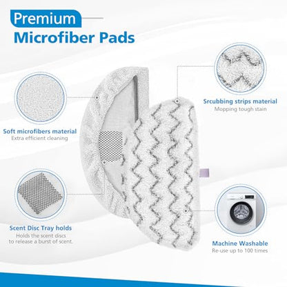 6 Pack 1940 for Bissell Steam Mop Pads for Bissell PowerFresh Steam Mop 1806 1544 1440 2075A 2685A 1940W 19404 Series, Model 19402 19408 1940a 1940f 1940q 1940t B0006 B0017, Part #5938#203-2633 - size: 6 Pack