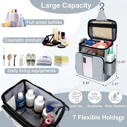 BAIMAY Dorm Room Essentials for Guys, Quick Dry Mesh Shower Caddy, Travel Toiletry Bag for Men and Women-Grey - color: Grey