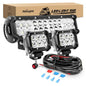 Nilight 12 Inch 72W Spot Flood Combo Led Light Bar 2Pcs 4Inch 18W Flood LED Pods Fog Lights Off Road with Wiring Harness Kit-3 Leads for Van Camper Car Pickup Golf Cart ATV UTV SUV Truck Boat 4x4 - color: 12 Inch 72W Light + 2 Pods + Wiring Harness, size: