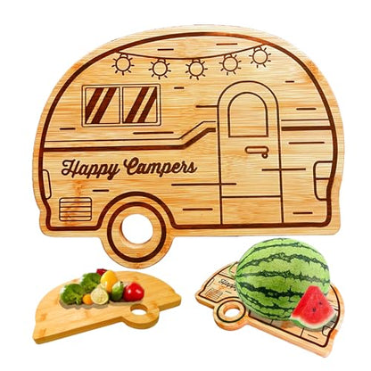 Large Camper Cutting Board, Wood Cutting Board For Kitchen Serving tray and Chopping Board, Unique RV Gifts kitchen Essentials for Women, Bamboo Camping Gifts for Women for Holiday Camping Gift - style: Large RV