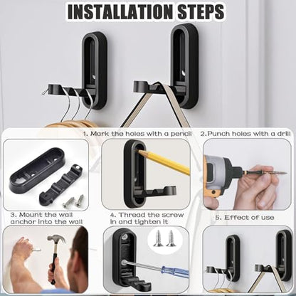4PCS Foldable Wall Hooks, Folding Coat Hook, Folding Hook Wall Mount with 4pcs L-Shape Nail-Free Hooks, Screwdriver and Drill Bit, for Bathroom, Kitchen, Entryway, Holds Coats, Backpacks, Hats, Keys