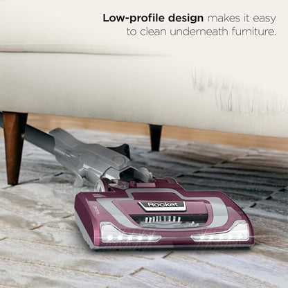 Shark Rocket Pet Plus | Corded Stick Vacuum Cleaner for Carpet, Rugs & Hard Floors | Lightweight Hand Vacuum for Pet Hair | LED Headlights | XL Dust Cup | 2 Attachments | Bordeaux/Silver | HV322 - style: Rocket Deluxe w/ headlights