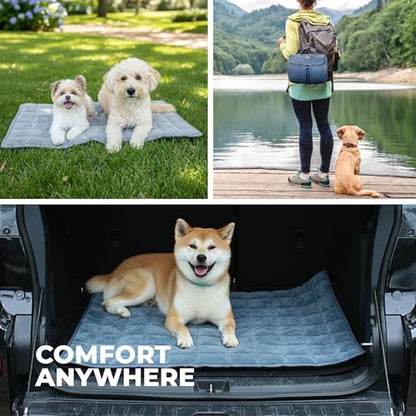 KindTail Nomad Nap Mat - Travel Dog Bed - Machine Washable, Water-Resistant Dog Mat for Pets up to 50 lbs - Lightweight, Portable Pet Bed with Carry Handle - Folds to 14 x 9 x 5 (1.5 lbs, Light Grey) - color: Light Grey