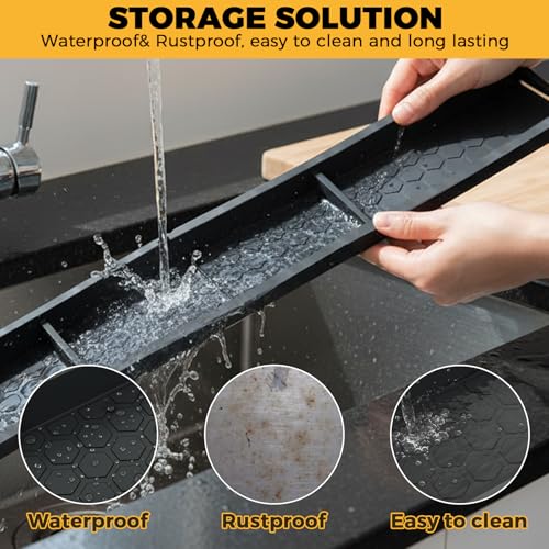 BFONS 30 Inch Silicone Magnetic Stove Top Shelf, Kitchen Shelf Over Stove Spice Rack Apartment Must Haves Kitchen Gadgets for Above Stovetop Seasoning Organization and Storage Thickened Black - color: Thickened Black