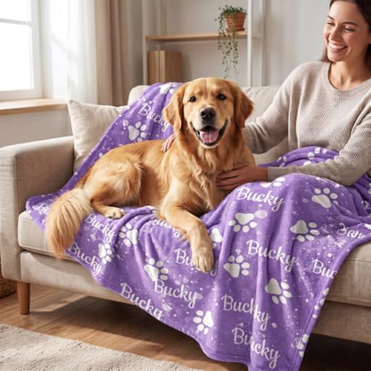 Personalized Dog Blanket, Customized Pet Blankets with Name Picture, Throw Blanket for Small Medium Large Dog Puppy Cat - color: B-white